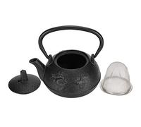OVAQUIXI Théière Traditionnelle en Fonte de Style Japonais avec Motif Double Dragon, capacité 0,3 L, Noir, Intérieur Non Revêtu, Passoire à thé Incluse