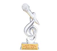 OVAQUIXI Trophée Microphone, Résine Award pour Talent Show | Finition Galvanisée, Décoration de Bureau 20x10x4cm, pour Prix de Concours de Chant ou Reconnaissance en Classe