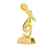 OVAQUIXI Trophée Microphone, Résine Award pour Talent Show | Finition Galvanisée, Décoration de Bureau 20x10x4cm, pour Prix de Concours de Chant ou Reconnaissance en Classe