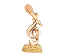 OVAQUIXI Trophée Microphone, Résine Award pour Talent Show | Finition Galvanisée, Décoration de Bureau 20x10x4cm, pour Prix de Concours de Chant ou Reconnaissance en Classe
