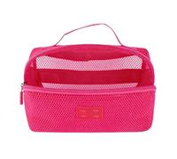 OVAQUIXI Trousse à Cosmétiques en, Pochette de Maquillage, Trousse de Toilette, Respirante Semi-Transparente avec Conception D'espace Indépendante pour Les Voyages d'affaires, Les (Rose Rouge)