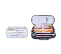 OVAQUIXI Trousse à Crayons avec Verrouillage par Mot de Passe, Pochette à Crayons de Grande capacité à 4 Couches avec Fermeture à Glissière à Combinaison pour Les Voyages Scolaires et de
