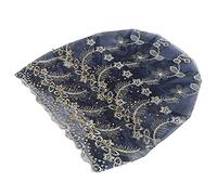 OVAQUIXI Turban élégant en Perles, Matériau en Fil de Filet avec Motif de Plumes Brodées, Taille Libre élastique, Maille Respirante pour un Usage Quotidien (BLUE)