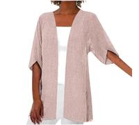 OVARA Cardigan d'été à manches courtes ouvert sur le devant pour femme, cardigan kimono léger et ample, grande taille, couleur unie, cache-maillot décontracté pour la plage, 04#rose., 3XL