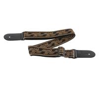 OVATION Sangle de guitare en nylon - Signature « Leaf » - Sangle de guitare rembourrée - Largeur 50 mm - Embouts en cuir - Fil brillant spécial/Motif chatoyant - Cuivre rétro - Noir/Cuivre