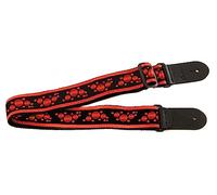 OVATION Sangle de guitare Signature Multi-Soundhole Nylon rembourrée Ruby Red extrémités cuir