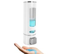 OVBOVA Distributeur de savon mural - 400 ml - Sans perçage - Transparent - Pour salle de bain, douche, cuisine - En ABS - Avec fenêtre de visualisation - Blanc