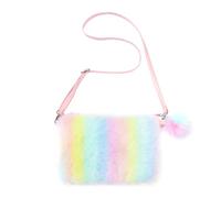 OVDGWC 1 Poche Moelleuse Colorée, Sac À Main Pour Enfants, Sac En Peluche Sucré Créatif, Sac Moelleux Réglable, Viande Rayée Des Filles