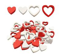 OVDGWC 44 Morceaux De Décoration en Forme De Coeur en Bois, Artisanat Artificiel Bricolage, Décoration De Table À Manger, Décorations Romantiques