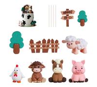OVDGWC 9 Pièces De Gâteau D'Ornements De Ferme, Décoration De Gâteaux De Dessins Dessinées Créatifs, Décorations Sucrées d'animaux, Vacances De Fête d'anniversaire pour Enfants