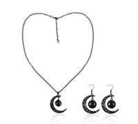 OVDGWC Collier De Lune, 1 Paire De Boucles d'oreilles De Lune, Bijoux De Mode Personnalisés, Collier Noir De Femmes, Bijoux Créatifs, Accessoires Gothiques