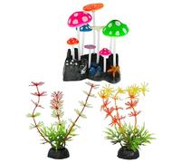 OVDGWC Morceau De Bijoux De Champignons Incorporés Colorés Et 2 Morceaux De Plantes Aquatiques Simulées, Décoration De Paysage De Pêche