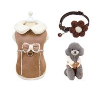 OVDGWC Morceau De Manteau pour Animaux De Compagnie, 1 Morceau De Collier pour Animaux De Compagnie pour Les Fleurs, Vêtements Doux, Manteau De Chiot Chaud d'hiver avec Collier Réglable