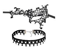 OVDGWC Morceau De Masque Pointu Creux Et 1 Morceau De Collier, Accessoires Personnalisés Élés, Accessoires De Vêtements De Fête, Accessoires pour Femmes pour Femmes