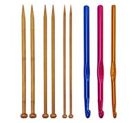 OVDGWC Morceaux De Bois Et 3 Parties du Crochet en Aluminium, Outils en Tricot À Main, Crochet en Laine, Accessoires en Tricot Bricolage