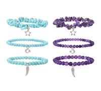 OVDGWC Morceaux De Bracelet en Cristal, Bracelet Élastique De Perles, Bracelet en Cristal Bleu Et Violet, Bijoux De Pierres Précieuses pour Femmes, Bracelet De Remorque