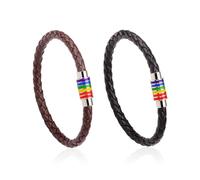 OVDGWC Morceaux De Bracelet en Cuir, Bracelet Arc-en-Ciel, Bracelet Simple, Bracelet À La Mode, Bracelet À Bouton Magnétique, Ruban Cadeau