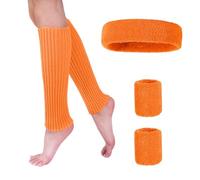 OVDGWC Paire De Couvertures À Pied, 2 Gardes-Bracelets, 1 Morceau De Foulard, Décoration De Vêtements Orange, Costume Chaud En Tricot, Couverture De La Jambe De La Jambe