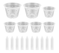 OVDGWC Pots D'Orchidées De 7 Pièces, Étiquettes De Plantes De 10 Pièces, Plateaux De Fleurs De Plante De 4 Pouces Et 5 Pouces, Plateaux De Fleurs Creux Respirants