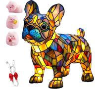 Oveallgo Katzenlampe Mosaik, Lampe De Table Led Vintage En RéSine, Lampe Chat Usb Faite Main, LumièRe Chaude Et Ambiante, IdéAle Pour Les Fans De Chiens Et De Chats(Bouledogue)