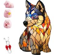 Oveallgo Katzenlampe Mosaik, Lampe De Table Led Vintage En RéSine, Lampe Chat Usb Faite Main, LumièRe Chaude Et Ambiante, IdéAle Pour Les Fans De Chiens Et De Chats(Husky)