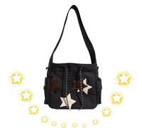 Oveallgo Sac à bandoulière Y2k, sac à bandoulière Solarix, sac à bandoulière en toile, sac à bandoulière esthétique, sac à bandoulière mignon kawaii, 2 Noir (haute qualité), 14.9in Large