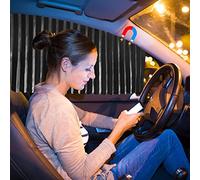 Ovege Lot de 2 Pare-Soleil plissés Soyeux à Ventouse magnétique pour fenêtre latérale de Voiture (Noir Opaque, siège Avant 2 pièces)