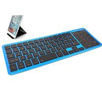Ovegna BT12: Clavier sans Fil Bluetooth, rétro-éclairé RGB, Pavé Tactile & Numérique, Batterie Lithium Rechargeable, avec Sortie USB, sous Windows, Android, iOS, PC, Tablettes et Smartphones (Bleu)