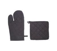 Oven Gloves and Pot Holder Set Atmosphera Cotton Dark grey