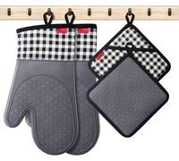 Oven Gloves and Potholders-Anti Heat Non Slip Soft Cotton Waterproof Thick Long Flexible Kitchen Gloves for Baking BBQ Oven Gift Packaging