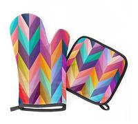 Oven Gloves Colorful Geometric Waves Mitaines De Four Universel Pot Holder Durable Oven Mitts pour Casseroles Cuisiner Grill