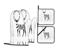 Oven Mitts And Pot Holders Cerf Étrange Kitchen Mittens | Kitchen Gloves Antidérapants Oven Mitts And Pot Holder Set Pour Cuisson Grillage Oven Gloves & Pot Holder