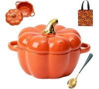 Oven Safe Pumpkin Bowls, Pumpkin Dutch Oven Pot with Lid, Mini Baking Dish Cute Pumpkin Bowl, Ceramic 0.75-Qt Petite Pumpkin, Oven & Stove Safe up to 572°f, Pumpkin Dish (Orange)