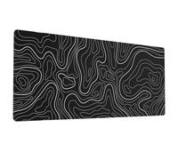 Ovenbird Grand tapis de souris de jeu avec bords cousus et dos antidérapant 80 x 30 cm Carte topographique/Noir