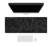 Ovenbird Grand Tapis de Souris de Jeu avec Bords surpiqués et imprimé Carte topographique Minimaliste, Tapis de Souris XL avec Base antidérapante, Joli sous-Main pour Clavier et Souris, 90 x 40 cm,