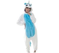 Ovender Kigurumi Costumes d'animaux pour adultes, carnaval, Halloween, pyjama, combinaison, fête, spectacle, Noël, Cosplay, sous-vêtements d'hiver unisexe, taille L, licorne bleue et blanche