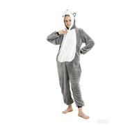 Ovender Kigurumi Deguisements Costume Pyjamas Cosplay Animaux Halloween Carnaval ou Spectacle de Noël Party Show Combinaison Unisexe Winter Zoo Adulte Femmes Hommes (L/XL, Chien Gris Blanc)