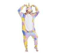 Ovender Kigurumi Deguisements Costume Pyjamas Cosplay Animaux Halloween Carnaval ou Spectacle de Noël Party Show Combinaison Unisexe Winter Zoo Adulte Femmes Hommes (M, Pony Licorne Jaune Blanc)