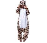 Ovender Kigurumi Deguisements Costume Pyjamas Cosplay Animaux Halloween Carnaval ou Spectacle de Noël Party Show Combinaison Unisexe Winter Zoo Adulte Femmes Hommes (S, Léopard Marron Blanc)