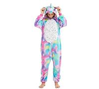 Ovender Kigurumi Deguisements Costume Pyjamas Cosplay Animaux Halloween Carnaval ou Spectacle de Noël Party Show Combinaison Unisexe Winter Zoo Adulte Femmes Hommes (M, Pony Licorne Bleu Clair Blanc)