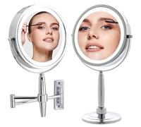 Ovente Miroir de maquillage 3 en 1 (plateau de table, montage mural, portable) chrome poli 7-inch (1X/8X)