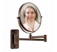 OVENTE Miroir de Maquillage Mural de 17,8 cm avec grossissement x1/7x, Miroir de Salle de Bain Rond grossissant Double Face, Design pivotant à 360°, Bras Extensible et Pliable, Bronze Antique