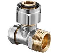 Oventrop Combi 3 raccord coudé à verrouillage 1016569 G 3/4 ÜMxRp 3/4 AG, laiton nickelé