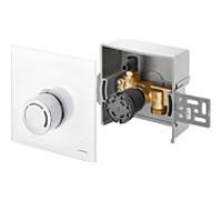 Oventrop contrôle de température de retour Unibox 1022750 verre véritable blanc, avec vanne et thermostat