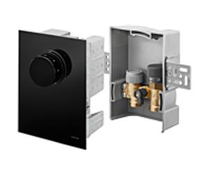 Oventrop match0 Temperaturregler verre véritable noir, pour l'espace et le retour