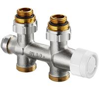 Oventrop connecteur multibloc T bloc 1.184.033 pour 1 et 2 tubes, laiton, tout droit à travers