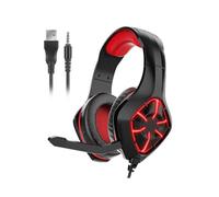 Over Ear Gaming Headset with Microphone,Noise Cancelling,RGB Light,Bass Surround Sound,Compatible with PS5,PC,Xbox One in Red