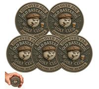 Over par Old Bastards Golf Coin, pièce de défi de Golf Amusante pour Hommes avec Motif Whisky, pièces de Membre du Club de Golf à Vie, pour Amis golfeurs 5PCS