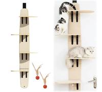 Over The Door Cat Perch, Door Hanging Cat Shelf Multi Level Cats Tree and Climber, Shelves, Ladder, 4-Levels Vertical Space Hanger for Cats Tower on Doors Mounted Hanging Bed