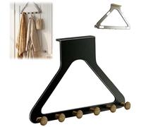 Over-the-Door Hanger Organizer,Over-The-Door Hanger Rack for Coat Hat Scarf Towels,Multi-Purpose Heavy Duty Doors Hanger Rack with 6 Hooks for Bedroom, Bathroom,and Entryway (Black)